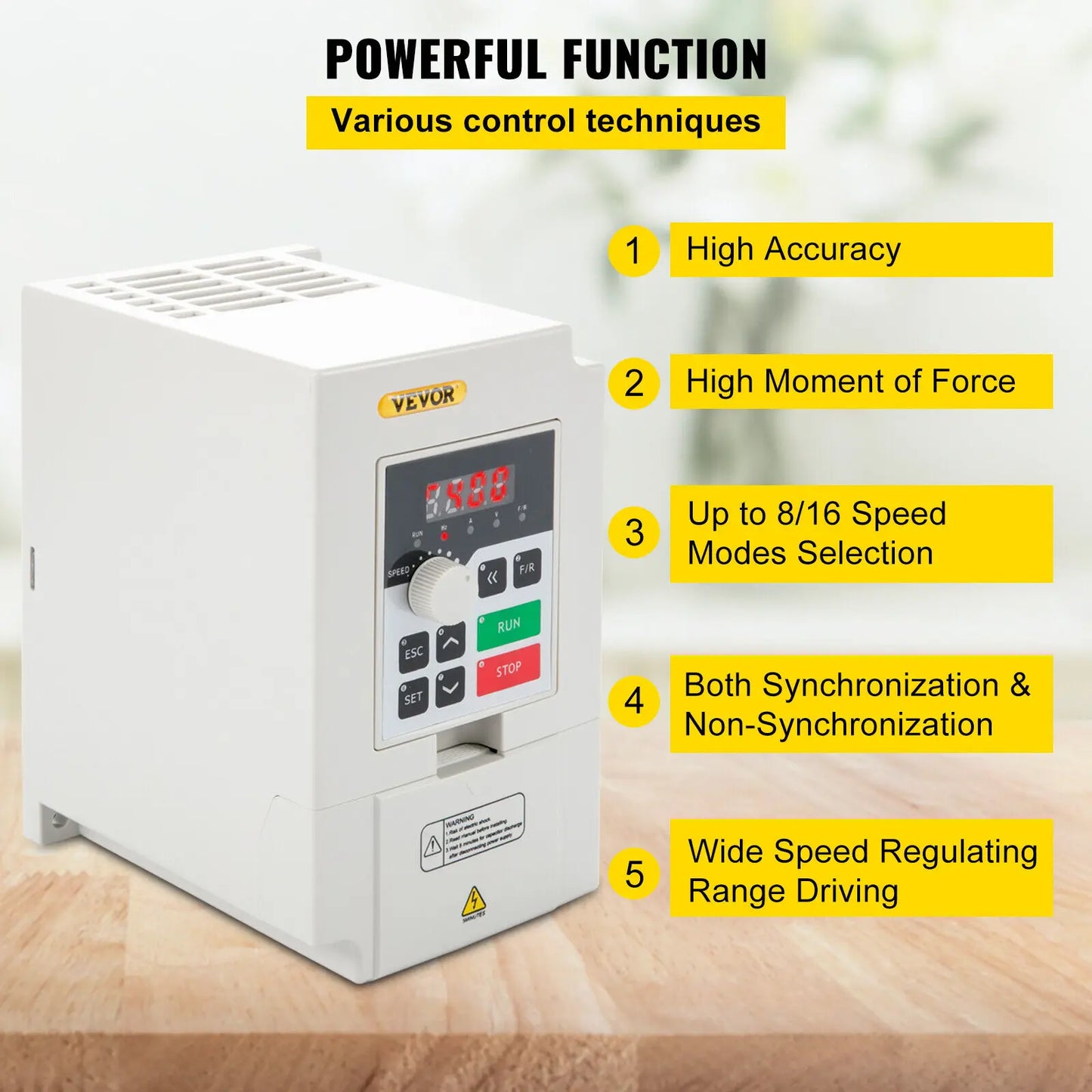 VEVOR 2.2/3/4/7.5KW VFD Frequency Inverter 110V/220V 1/3P Input 3P Output Variable Frequency Drive CNC Motor Inverter Converter