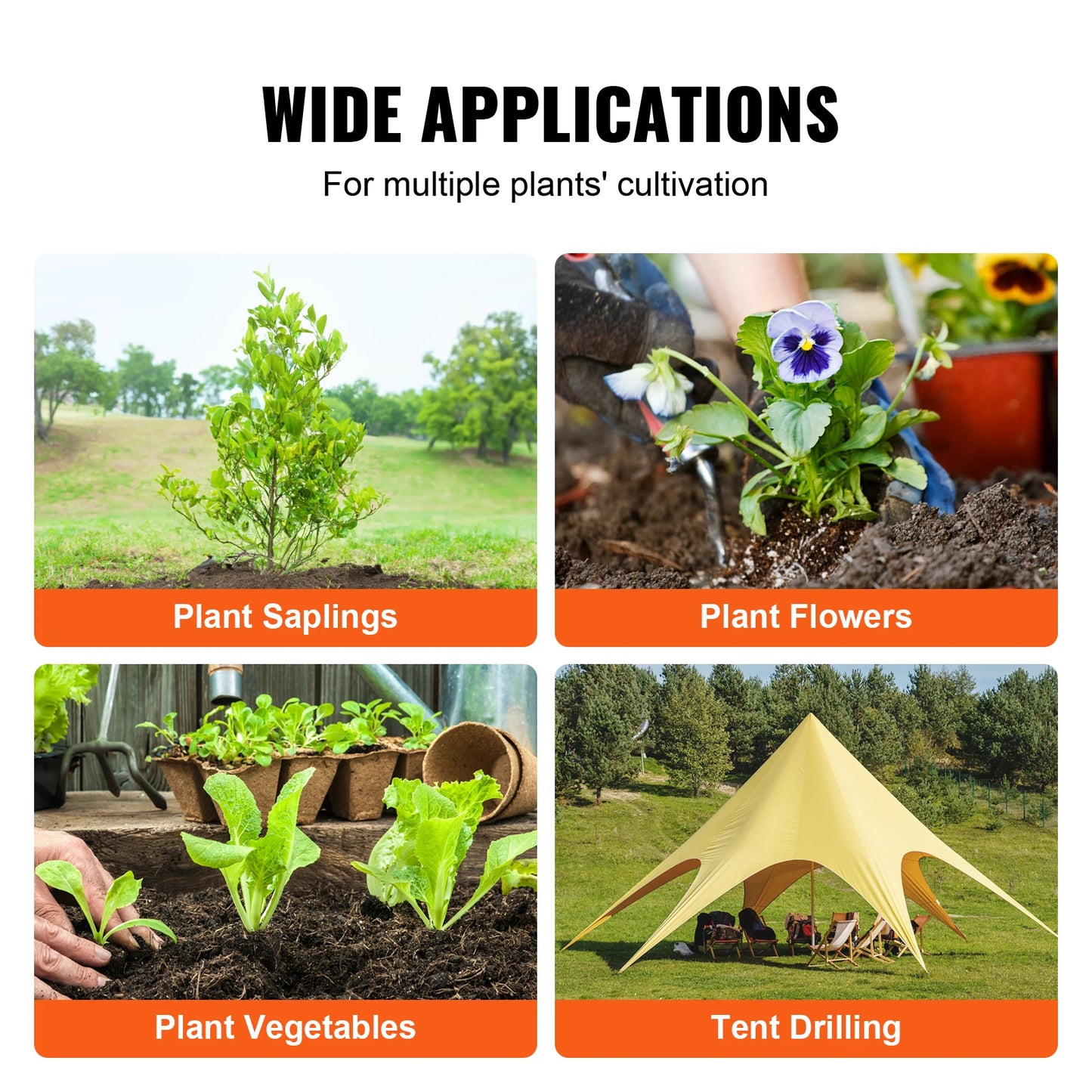 VEVOR Auger Drill Bit for Planting Garden Auger Drill Bit Spiral Drill Bit for Bulbs Planting & Holes Digging Hex Drive Drill