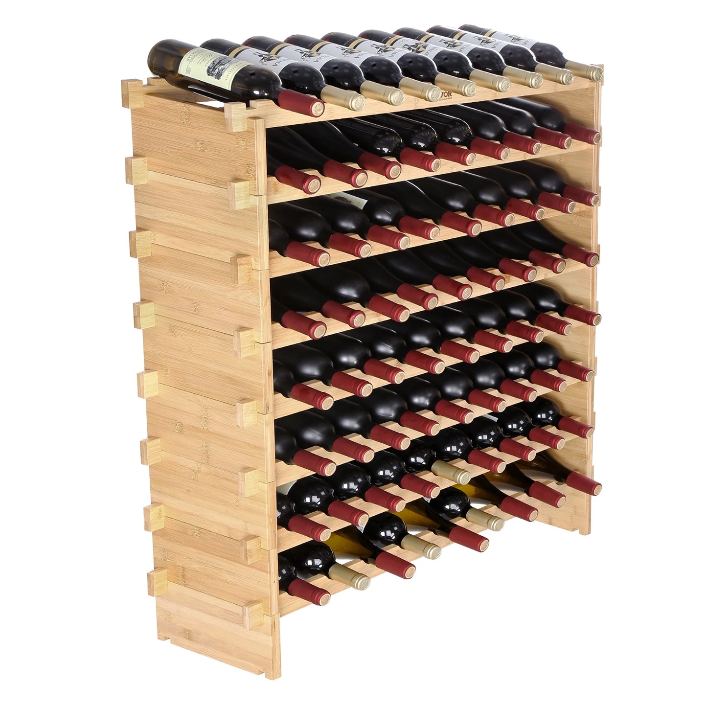 VEVOR 48/72 Bottle Stackable Modular Wine Rack Free Standing Wine Storage Rack Bamboo Wine Holder Display Shelves for Cellar