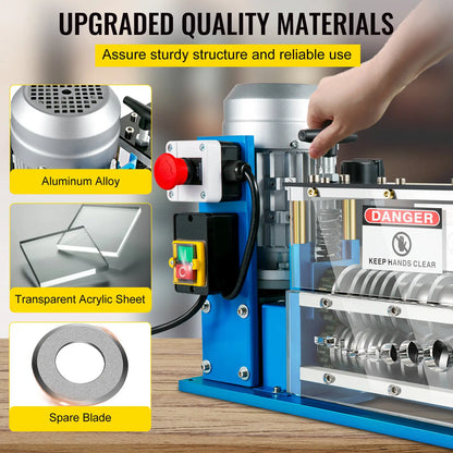 VEVOR Electric Wire Stripping Machine W/ Blade 1.5mm-38mm Cable Stripper for Removing Plastic & Rubber from Wire, Copper Recycle