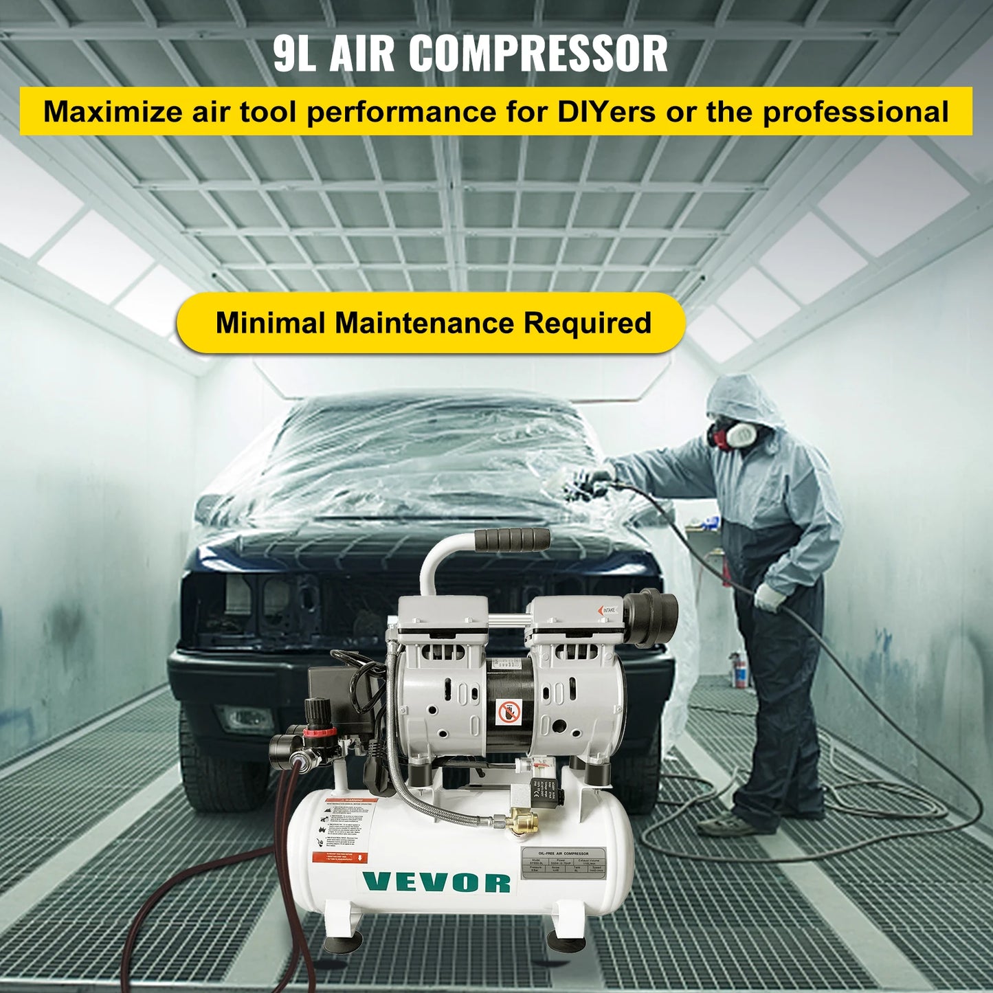 VEVOR Silent Air Compressor 9/25/30L Portable Oil-free Air Compressor Pump Safe Solenoid Valve Workshop Repair Tire Inflation