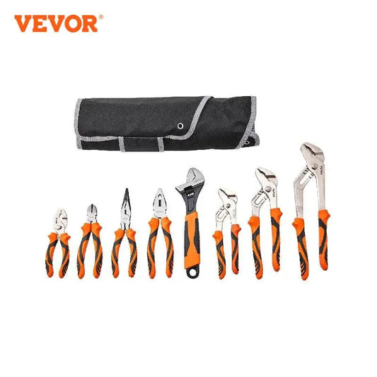 VEVOR 8-Piece Pliers Set High Carbon Steel 12"/10"/8" Groove Joint Pliers 8" Linesman's Pliers 6" Slip Joint Pliers and Tool Bag