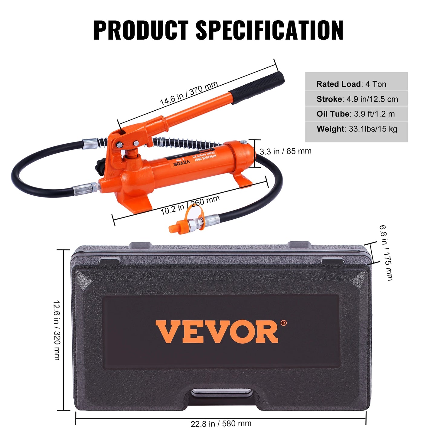 VEVOR 4/10/12/20 Ton Power Hydraulic Cylinder Jack Autobody Frame Repair Tool Kit Automotive Truck Lifting Jack Heavy Equipment
