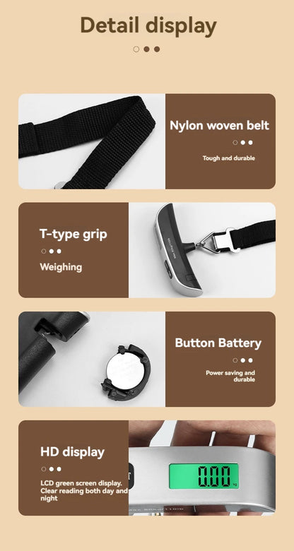 110lb/50kg Portable Scale Digital LCD Display Electronic Scale Weight Suitcase Travel Weighs Baggage Bag Weight Balance Tool