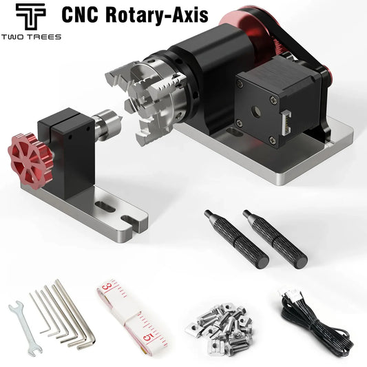 TwoTrees CNC 4th Axis Rotary Axis For TTC450 CNC Milling Machine 3-Jaw Chuck Structure Rotary Axis Clamp Diameter 4-60mm