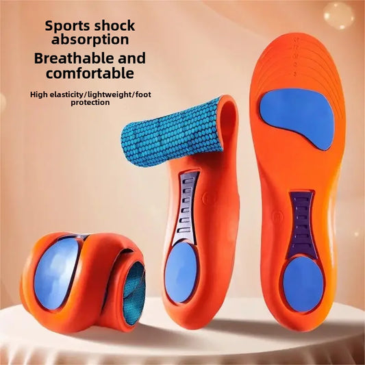 Sports Insole Summer Military Training Soft Bottom Shock Absorption Men's Sweat-absorbing Insole Flat Arch Full Pad Heel