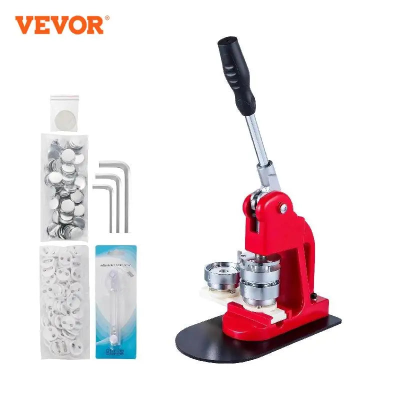 VEVOR Button Maker Machine 44mm 1.75inch Badge Punch Press Pin Button Maker with Free 1000 Pcs Button Parts and Circle Cutter