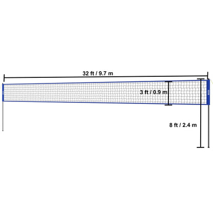 VEVOR Outdoor Volleyball Net System Adjustable Height Steel Poles with PVC Volleyball Pump Carrying Bag for Backyard Beach Lawn