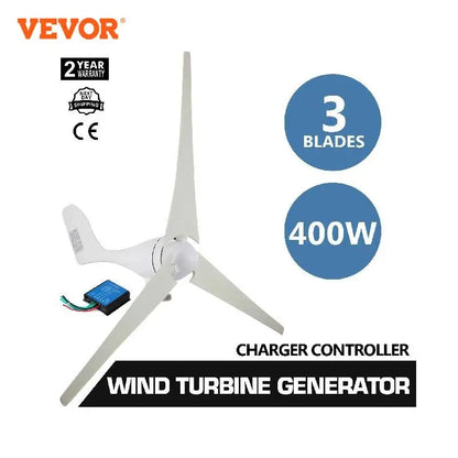 VEVOR Wind Turbine Generator 400W 3 Blades With Charge Controller Windmill RV Yacht Farm Small Wind Generator Home Use Portable