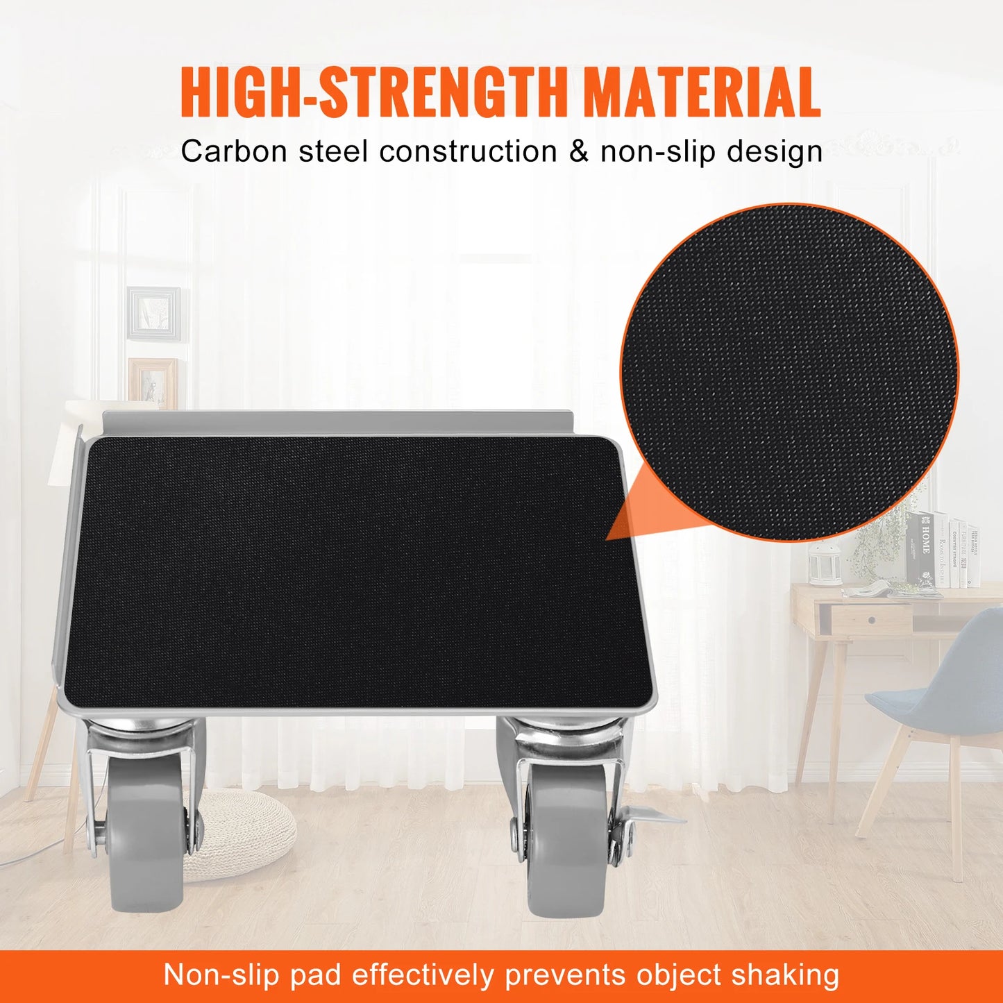 VEVOR 4pcs 360° Rotation Industrial Machinery Mover Pallet Trolley Heavy Furniture Movers Dolly for Transporting Cargo Warehouse