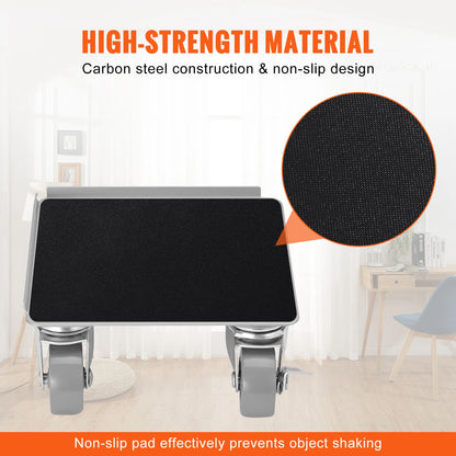 VEVOR 4pcs 360° Rotation Industrial Machinery Mover Pallet Trolley Heavy Furniture Movers Dolly for Transporting Cargo Warehouse