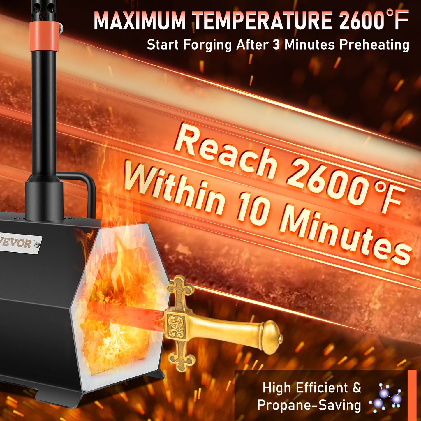 VEVOR EU Propane Forge Portable Single Burner Tool and Knife Making Large Capacity Blacksmith Farrier Forges Gas Forging Tools