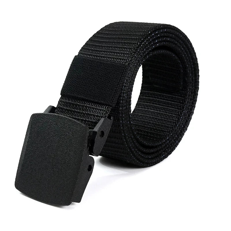 Men Belts Fashion Unisex Jeans Belts Adjustable Belt Men Outdoor Travel Tactical Waist Belt with Plastic Buckle for Pants 120cm
