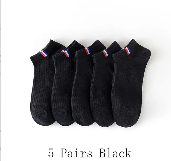 5 Pairs Men Bright Colored Ankle Socks Breathability Fashionable Casual Street Style Deodorizing Invisible Travel Running Socks