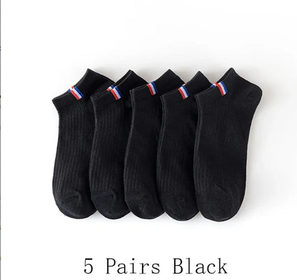 5 Pairs Men Bright Colored Ankle Socks Breathability Fashionable Casual Street Style Deodorizing Invisible Travel Running Socks