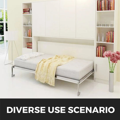 VEVOR Murphy Wall Bed Hardware Kit Spring Mechanism Horizontal Stainless queen Size With 2 Steady Bed Legs Quick Set Up White