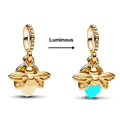Hot Sale Night Glow Firefly Charm Beads For Pandora 925 Original Bracelet Women 925 Silver Pendant Bead DIY Jewelry Gift