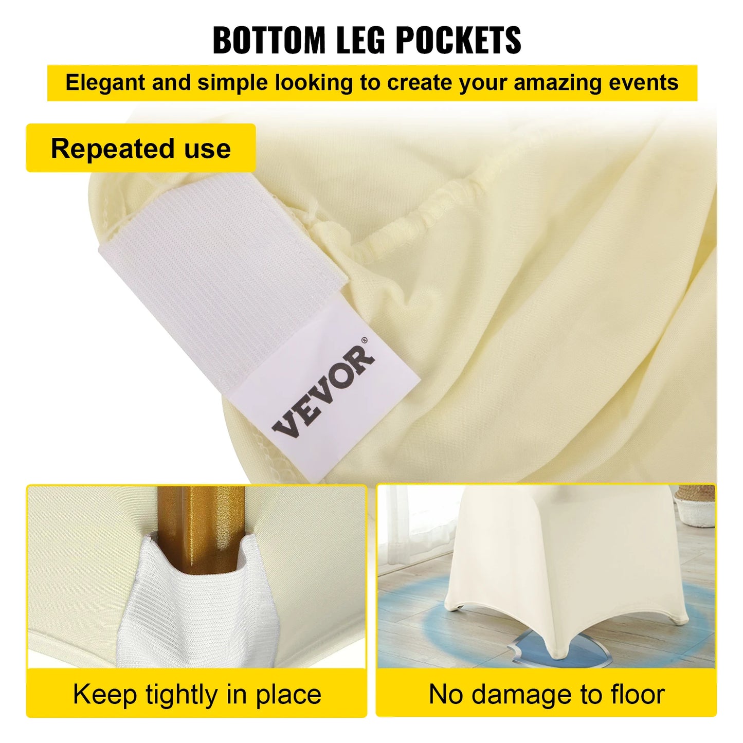 VEVOR 100Pcs Wedding Chair Covers Stretch Polyester Spandex Slipcover Folding Flat Front Chair Covers for Hotel Dining Party