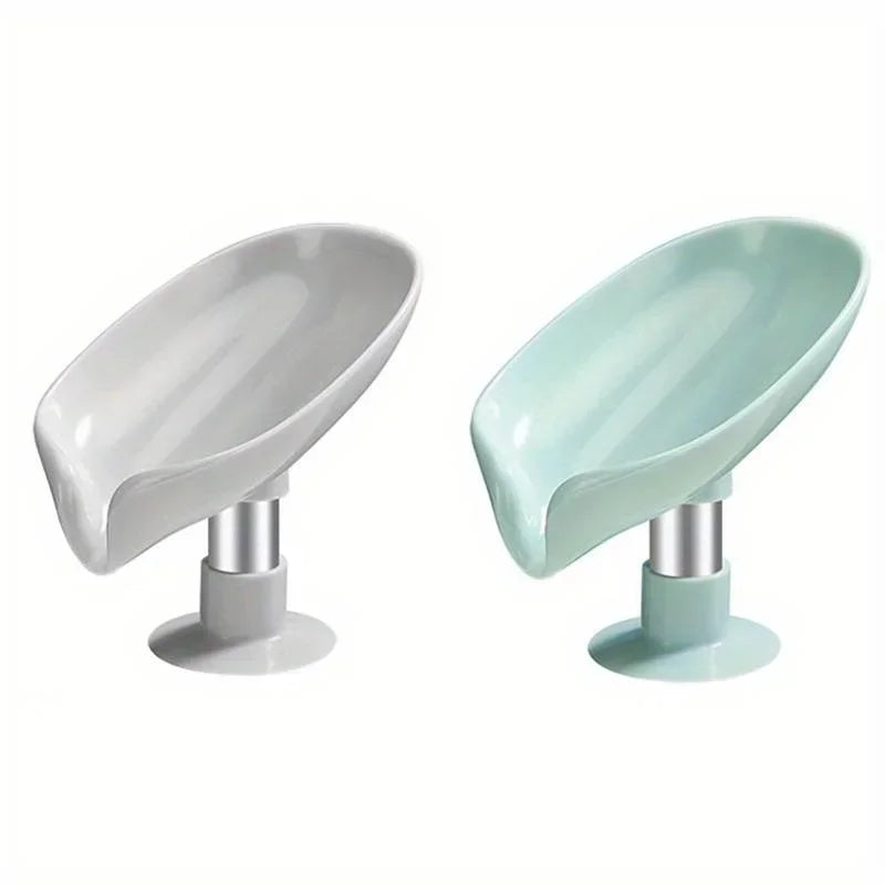 2pcs Drain Soap Holder Leaf Shape Soap Box Suction Cup Tray Drying Rack for Shower Sponge Container Kitchen Bathroom Accessories