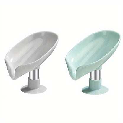 2pcs Drain Soap Holder Leaf Shape Soap Box Suction Cup Tray Drying Rack for Shower Sponge Container Kitchen Bathroom Accessories