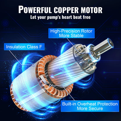 VEVOR Deep Well Submersible Pump 750W 20 m Electric Cord 7.6 cm Stainless Steel Water Pumps for Industrial Irrigation & Home Use