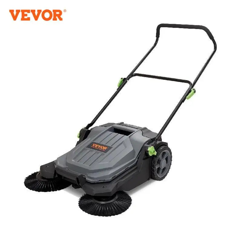 VEVOR Walk-behind Hand Push Floor Sweeper 25.6" Sweeping Width Floor Sweeper 5-Gallon Waste Container Angle & Height Adjustable