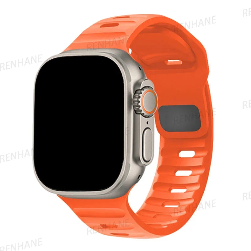 Silicone Band for Apple Watch 49mm 45mm 44mm 41mm 40mm 42mm 38mm Sports Bracelet Correa IWatch Ultra Series 9 8 7 6 5 3 SE Strap