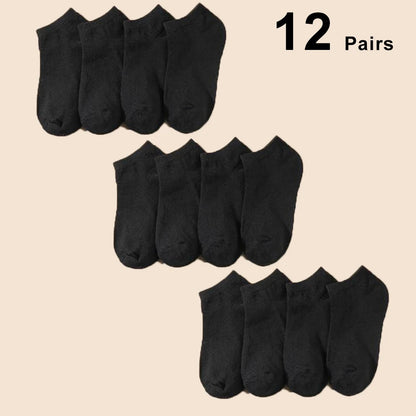 12 Pairs Men Solid Color Boat Socks Comfortable Breathable High-Quality Business Low Tube Socks Casual Men Slippers Ground Socks