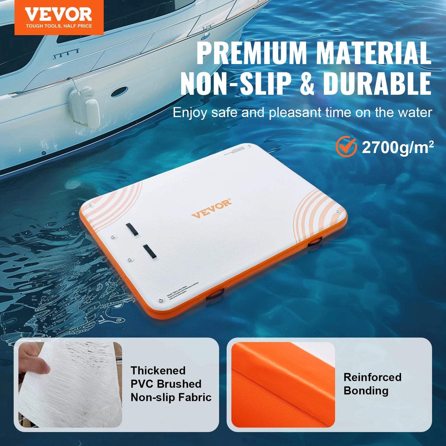 VEVOR Inflatable Floating Dock 10x8FT Non-Slip Water Detachable Ladder Portable Carrying Bag Floating Platform Island Raft