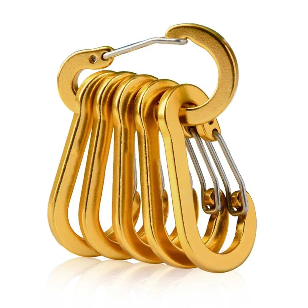 Fishing CC1 6Pcs Aluminum Alloy Carabiner Keychain Outdoor Camping Climbing Snap Clip Lock Buckle Hook Fishing Accessories