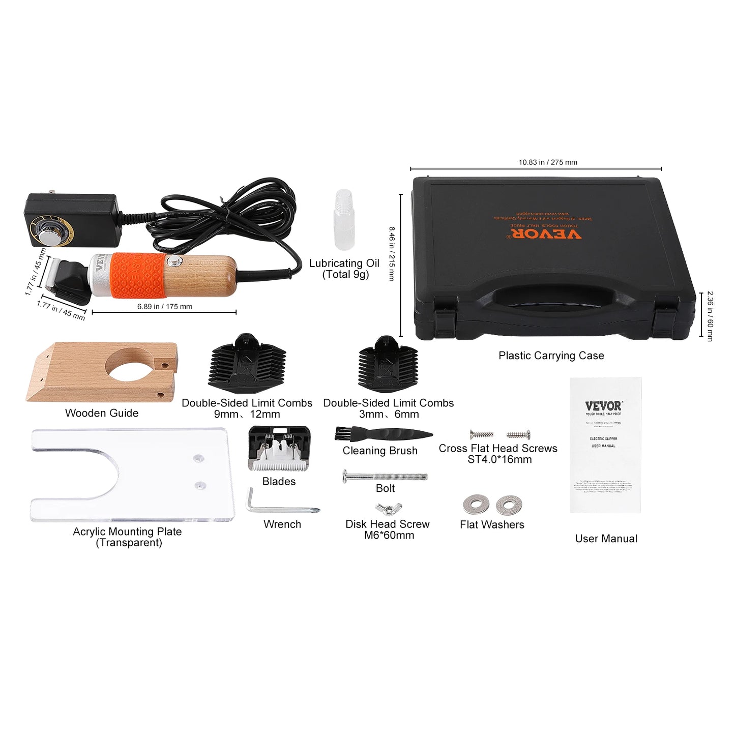 VEVOR 200W 1500-6100RPM Carpet Trimmer with Shearing Guide Electric Speed Adjustable Rug Carver Tufting Shears with 2 Blades