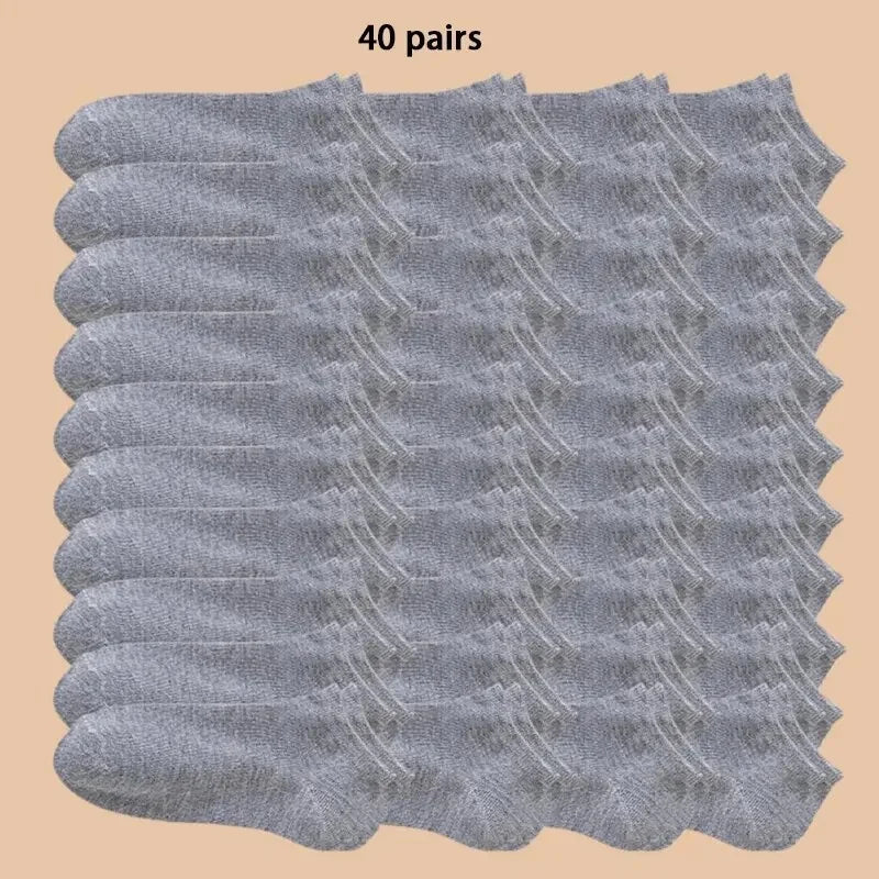 10/40 Pairs Men's Boat Socks Breathable Sweat Absorbing Solid Color Mature Atmospheric High-Quality Men's Business Low Socks