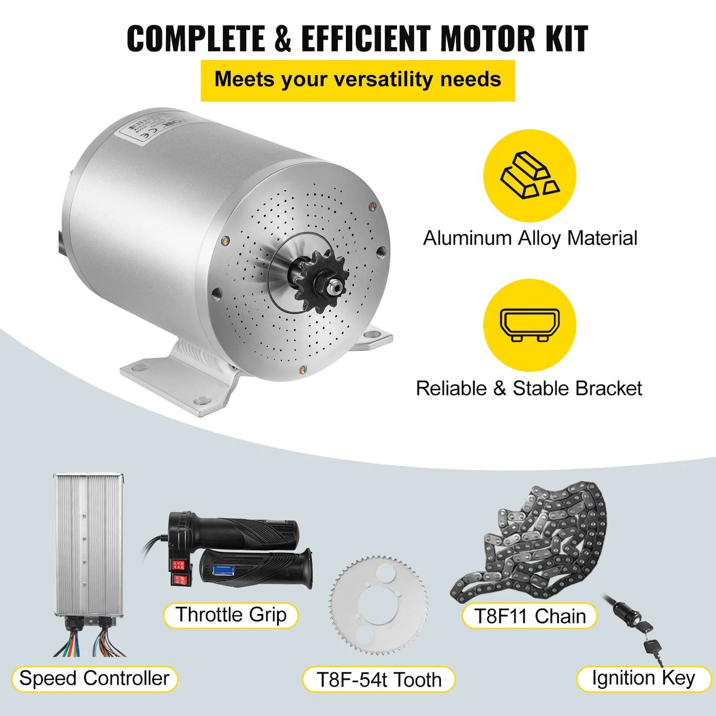 VEVOR Electric Brushless DC Motor 72V 3000W 48V 1500W Brushless Motor Kit w/Controller Throttle Grip for Electric Scooter E Bike