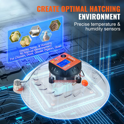 VEVOR 12/24/48 Egg Incubator Automatic Turner Poultry Hatcher with Temperature Humidity Control for Chicken Duck Hatching Eggs