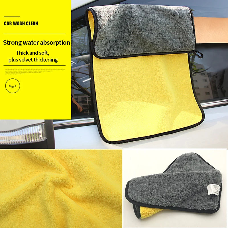 SEAMETAL Microfiber Car Cleaning Towel 600GSM Wash Towels Car Double-Sided Soft Cloth Auto Detailing Care Washing Drying Rags