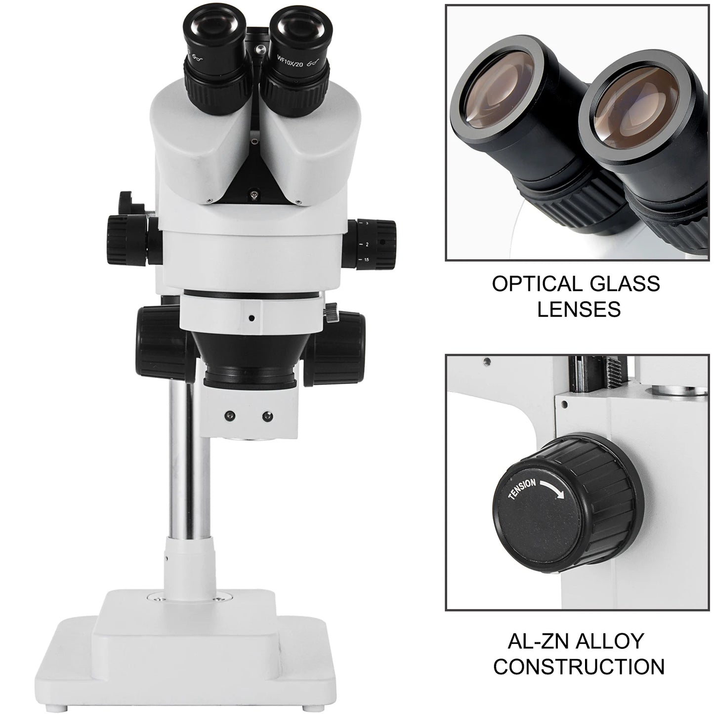 VEVOR 3.5X-90X Trinocular Stereo Digital Microscope 360°Swiveling Simul-Focal Support Camera Connection Lab Optical Instruments