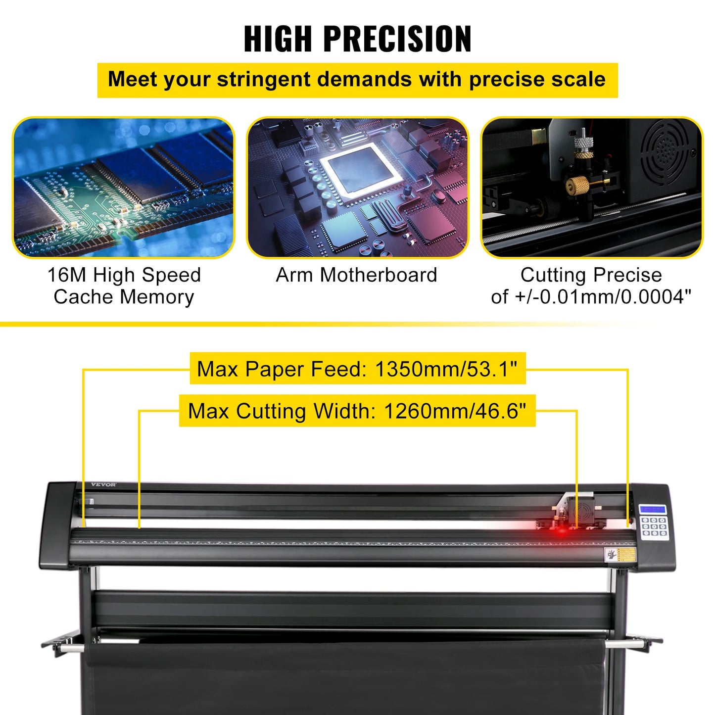 VEVOR 28/34/53 Inch Semi-Automatic Vinyl Cutter Plotter Cutting Printer w/ Floor Stand 3 Blades LCD Display SIGNMASTER Software