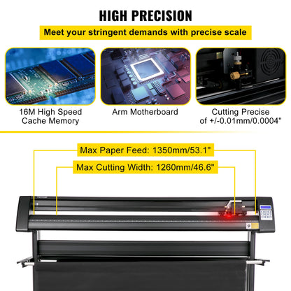 VEVOR 28/34/53 Inch Semi-Automatic Vinyl Cutter Plotter Cutting Printer w/ Floor Stand 3 Blades LCD Display SIGNMASTER Software