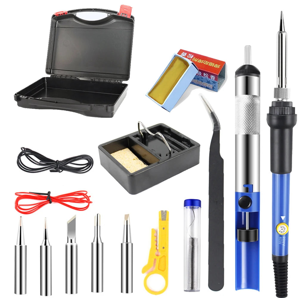 Multi-kit Adjustable Temperature Electric Soldering Iron 220V 60W Multifunction Welding Solder Rework Station Heat Repair Tools
