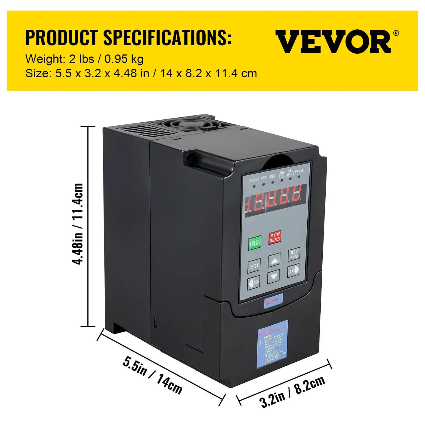 VEVOR VFD Inverter Variable Frequency Drive Converter 1.5/2.2/3.0/4.0/5.5/7.5KW AC 220V 3P Output Speed Controller for Motor CNC