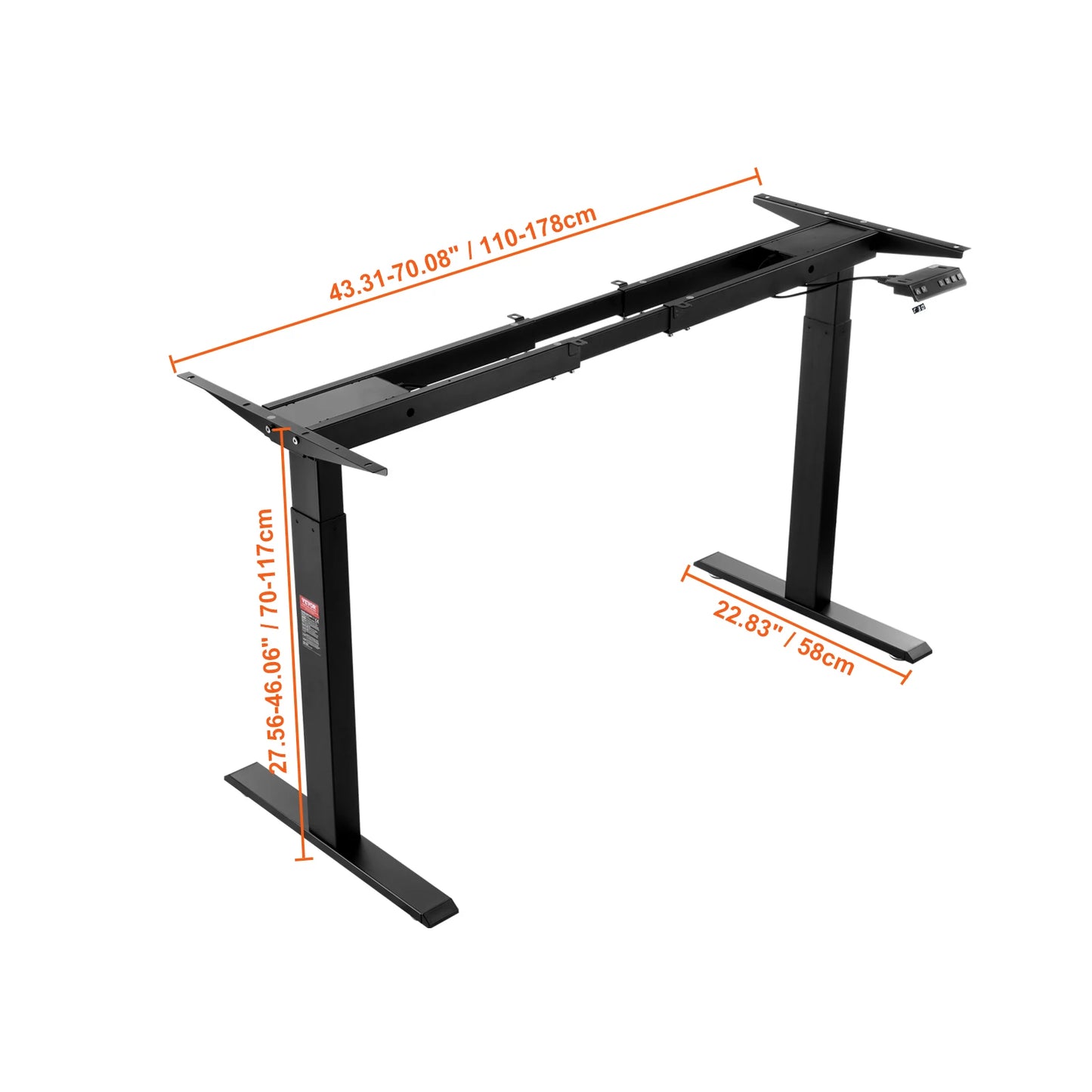 VEVOR Standing Desk Frame Electric Stand Up Computer Desk Legs Ergonomic DIY Workstation Base for Home and Office Black white