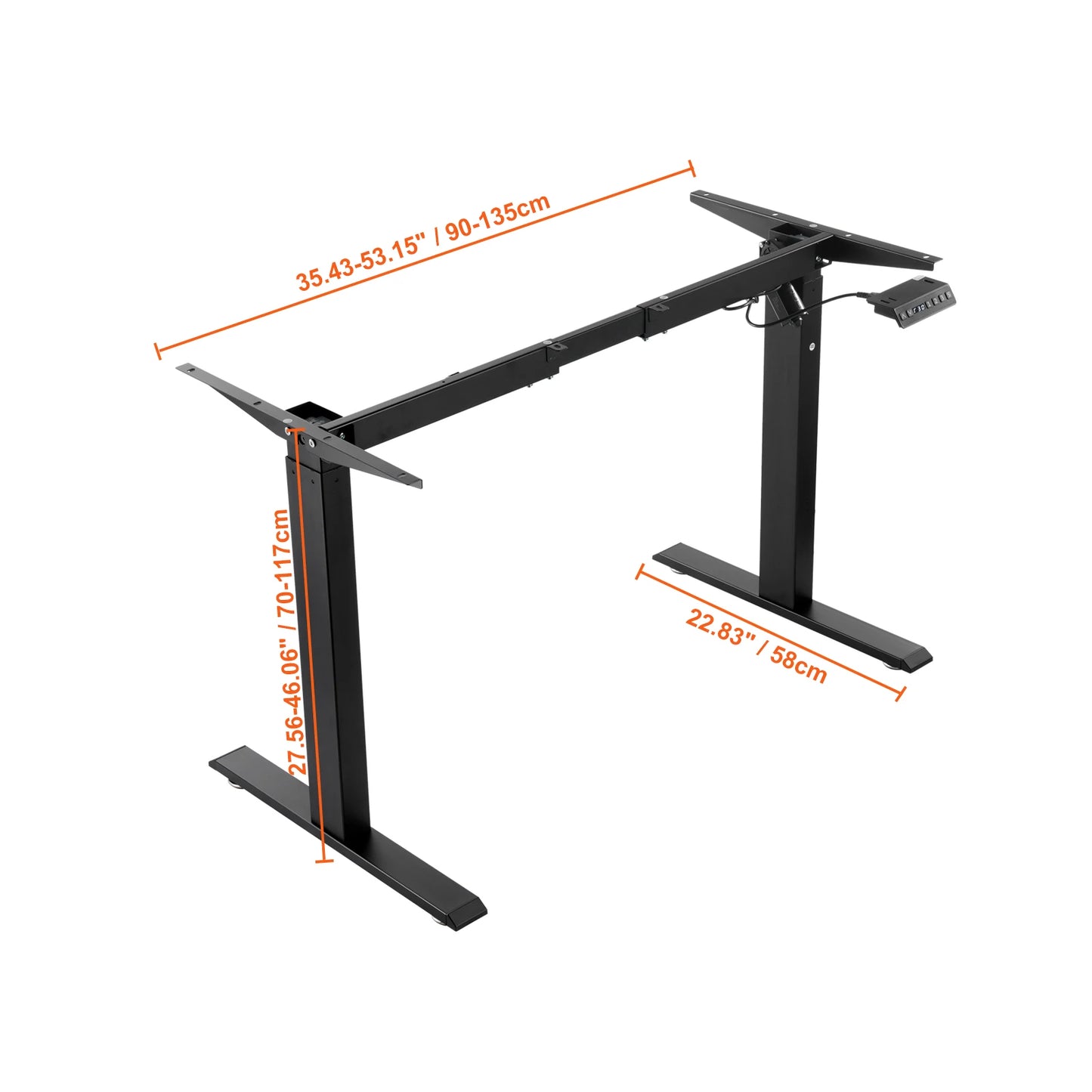 VEVOR Standing Desk Frame Electric Stand Up Computer Desk Legs Ergonomic DIY Workstation Base for Home and Office Black white
