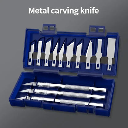 13Pcs Metal Carving Knife Pen Style Art Seal Cutting Manual Combination Paper Cuttings Non-Slip Gadget DIY Precision Repair Tool
