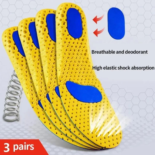 3 Pairs Cushioned Comfortable Breathable Memory Foam Sports Insoles For Both Men And Women