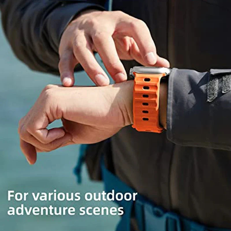 Silicone Band for Apple Watch 49mm 45mm 44mm 41mm 40mm 42mm 38mm Sports Bracelet Correa IWatch Ultra Series 9 8 7 6 5 3 SE Strap