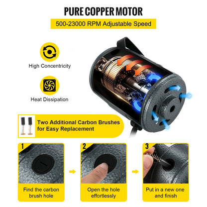 VEVOR Hanging Flexshaft Mill 380/560/780W Electric Jewelry Grinding Polishing Tools Stepless Speed Stone Wood Sanding Pen Kit