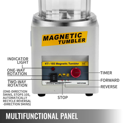 VEVOR KT-185 Magnetic Tumbler Jewelry Polisher Mini Metal Finisher Finishing Machine AC 110V/220V Gold Precision Parts Polisher