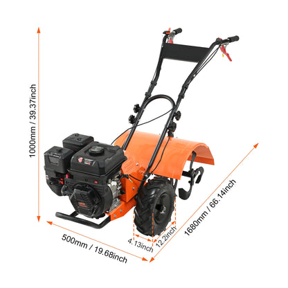 VEVOR Tiller Cultivator Gas Powered 38CC Garden 4 Steel Adjustable Front Tines For Lawn Garden and Field Soil Cultivation