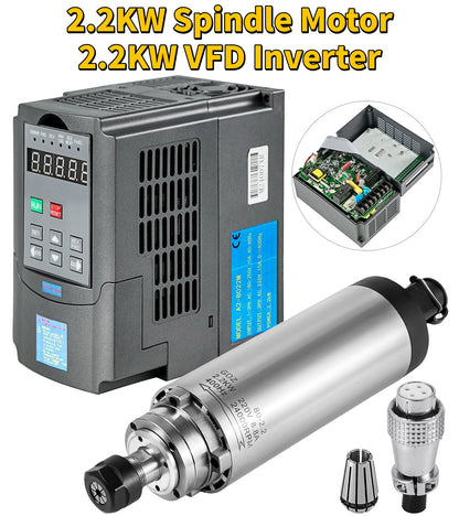 VEVOR Air Cooled Spindle Motor 0.8KW 1.5KW 2.2KW 4KW Variable Frequency Drive VFD Inverter 220V for CNC Engraving Milling Grind