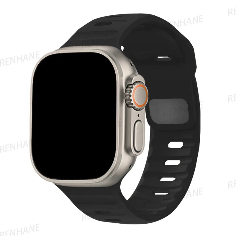 Silicone Band for Apple Watch 49mm 45mm 44mm 41mm 40mm 42mm 38mm Sports Bracelet Correa IWatch Ultra Series 9 8 7 6 5 3 SE Strap